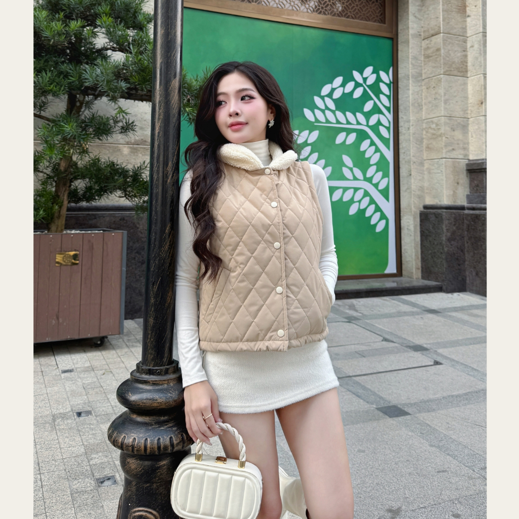 EMLYvn - Áo Gile Phao Nữ Cổ Lông Trần Bông Cao Cấp, Áo Khoác Gile Phao Hàn Quốc Mùa Đông 2025 | BigBuy360 - bigbuy360.vn