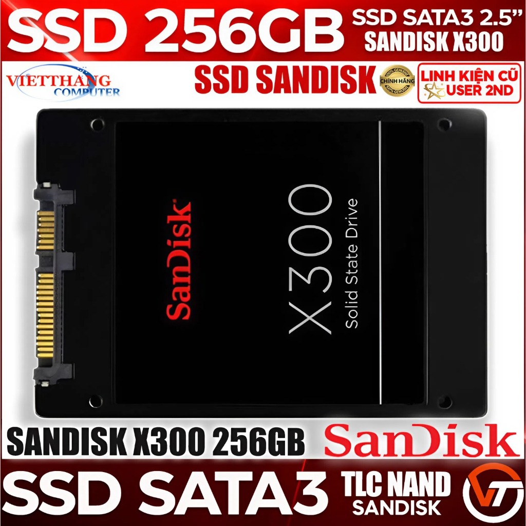 Ổ cứng SSD Sandisk X300 256GB SATA3 Zin Xịn Nand MLC Siêu Bền SSD Cũ đã qua sử dụng ( Cũ - 2nd )