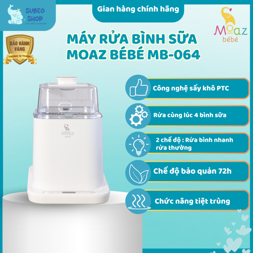Máy rửa bình sữa Moaz BéBé Mb064 bản mới 4 cánh ( bảo hành 18 tháng)
