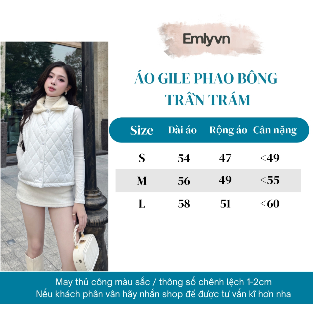 EMLYvn - Áo Gile Phao Nữ Cổ Lông Trần Bông Cao Cấp, Áo Khoác Gile Phao Hàn Quốc Mùa Đông 2025 | BigBuy360 - bigbuy360.vn