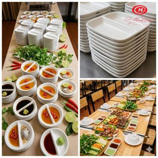 Chén nước chấm Mắm Tiêu 1 Ngăn, 2 Ngăn Trắng Trơn Sứ Minh Châu Cao Cấp, Nhiều Size