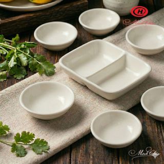Chén nước chấm Mắm Tiêu 1 Ngăn, 2 Ngăn Trắng Trơn Sứ Minh Châu Cao Cấp, Nhiều Size