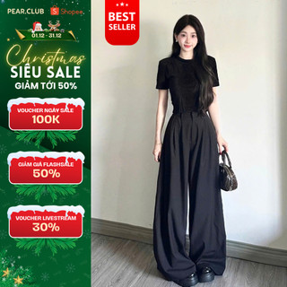   TOP BÁN CHẠY  Quần ống rộng LINA quần cạp cao dài 105cm quần nữ chất cotton cao cấp đi làm đi chơi tôn dáng - T10 