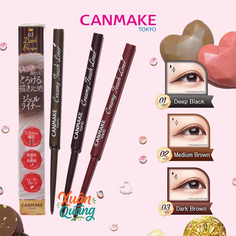 Bút kẻ mắt dạng gel Canmake Creamy Touch Liner 01 Deep Black 02 Medium Brown 03 Dark Brown