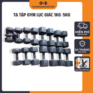  Tạ Tay Lục Giác Nhựa Đúc Tuấn Hạnh Sport - Chống Trượt Lõi Xi Măng Bền Chắc - Đủ Size 1-5KG 