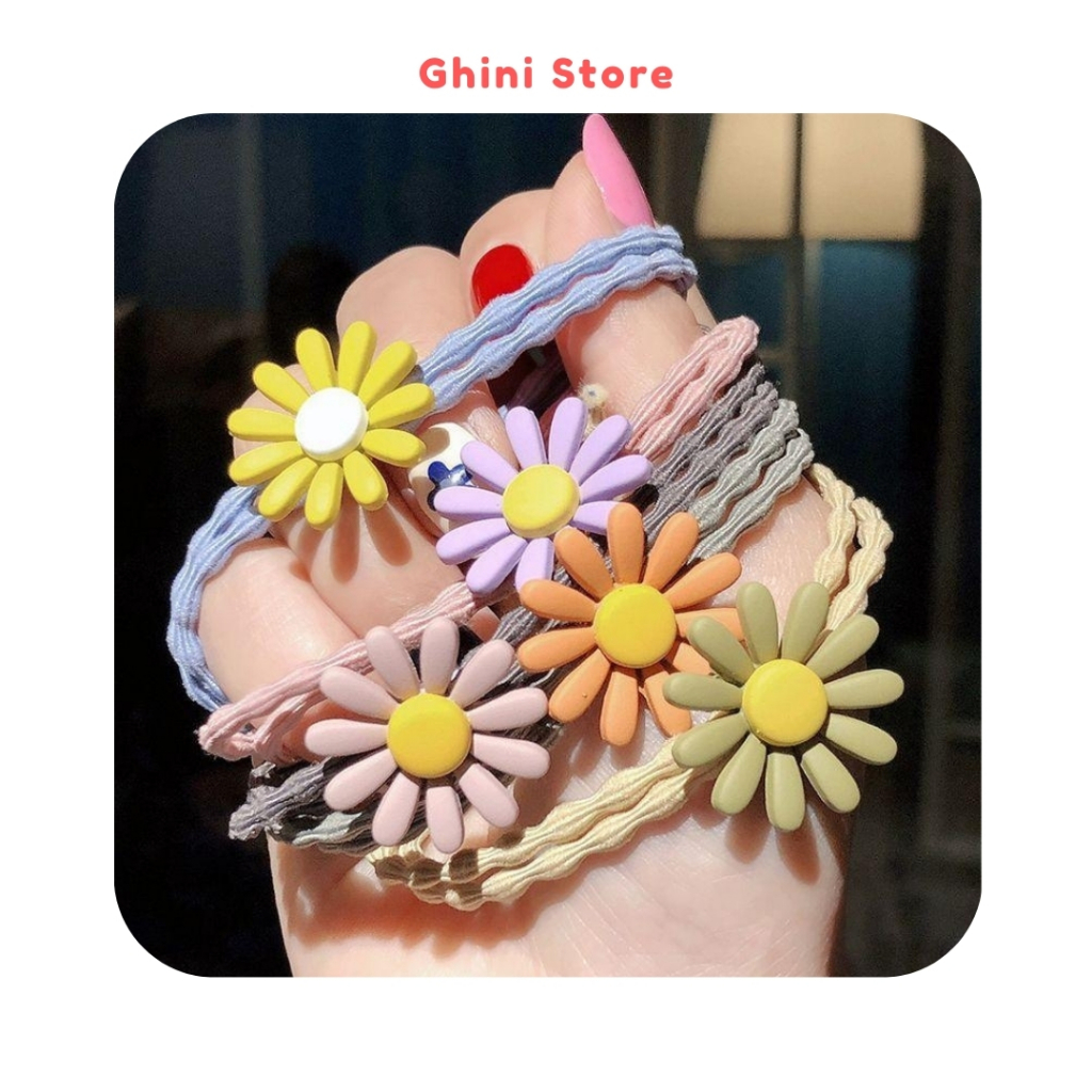 Dây Buộc Tóc Đẹp Hoa Cúc Họa Mi Set 10 Dây Buộc Tóc Xinh Cho Nữ Dễ Thương