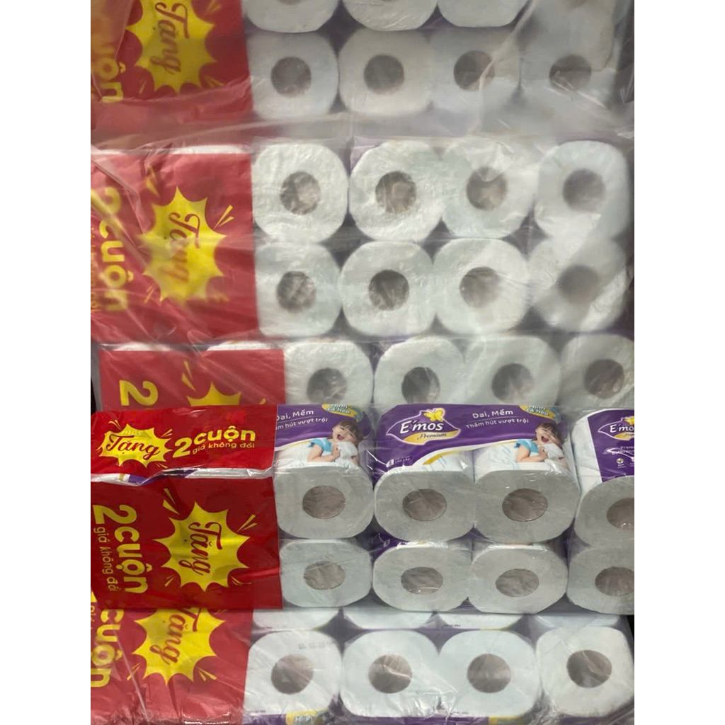 Lốc 10 cuộn giấy Emos tím hàng chính hãng