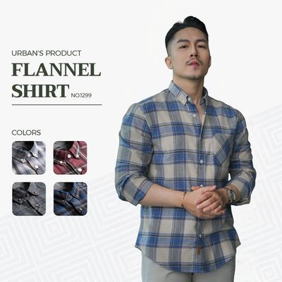 Áo sơ mi FLANNEL kẻ nam URBAN có túi ngực vải dạ mềm mịn cổ button down trẻ trung phom slim vừa vặn NO. 1299