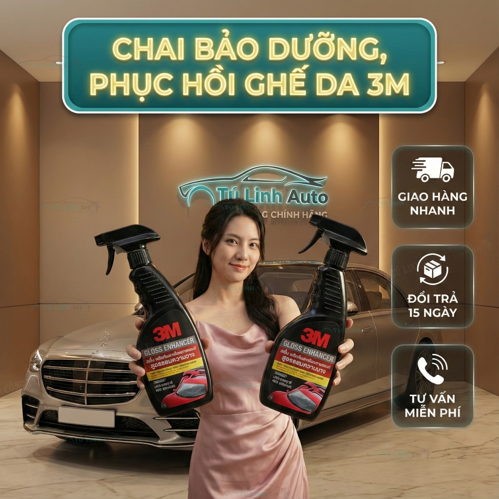 Chai bảo dưỡng ghế da, vệ sinh, phục hồi, làm bóng da nội thất ô tô 3M 39040 Leather & Vinyl Restorer