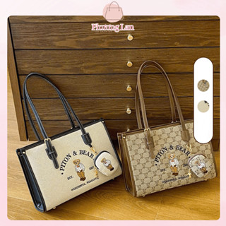Túi xách đứng gấu siêu hot GIN BAG, túi tote đeo vai canvas tặng kèm ví nhỏ xinh Túi xách Phương Lan