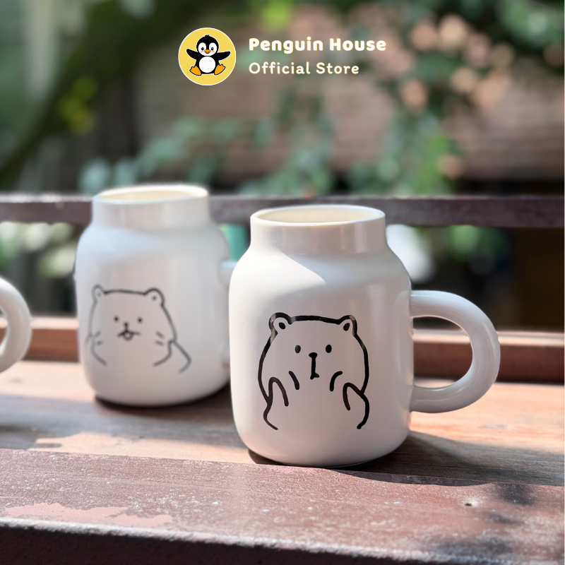 [Penguin] Cốc sứ cute Vô tri 400ml ly sứ decor, ly sứ uống nước, cốc uống nước dễ thương