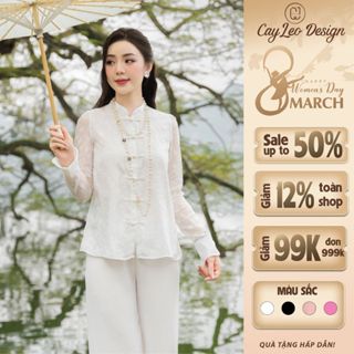  Set Pháp Phục Lụa Đi Chùa Lam Chi Cây Leo Design Mềm Mại Kèm Quần Lụa Ngọc Trai - LC722 