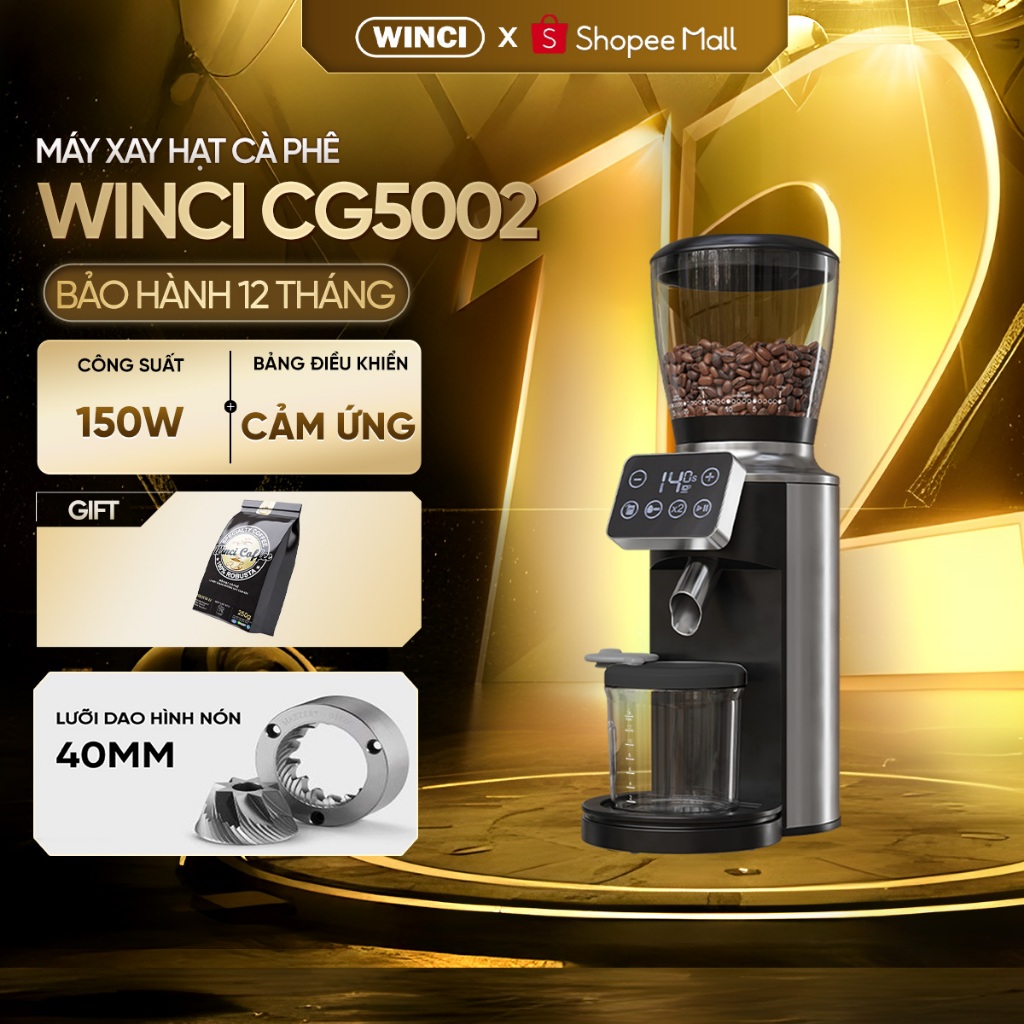 Máy xay hạt cà phê WINCI CG5002, 30 cỡ xay, Bảo hành 12 tháng.