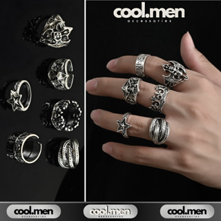 Nhẫn Nam Nữ Set 6 Chiếc Kiểu Dáng Bản To Cá Tính Nổi Bật, Bộ Nhẫn Unisex Titan Không Gỉ Phong Cách Thời Trang Coolmen