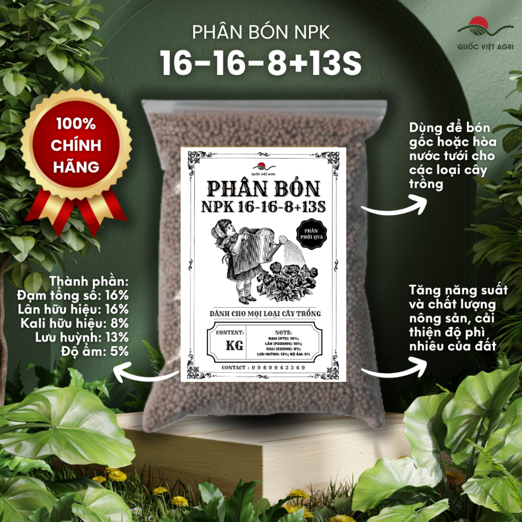 (1KG) Phân bón NPK 16-16-8+13S - CHÂU ÂU CHÍNH HÃNG