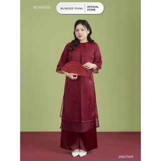  Set áo dài thêu xẻ tà BIGSIZE  55kg đến 95kg  - 25DCT009 -  BU Bigsize  