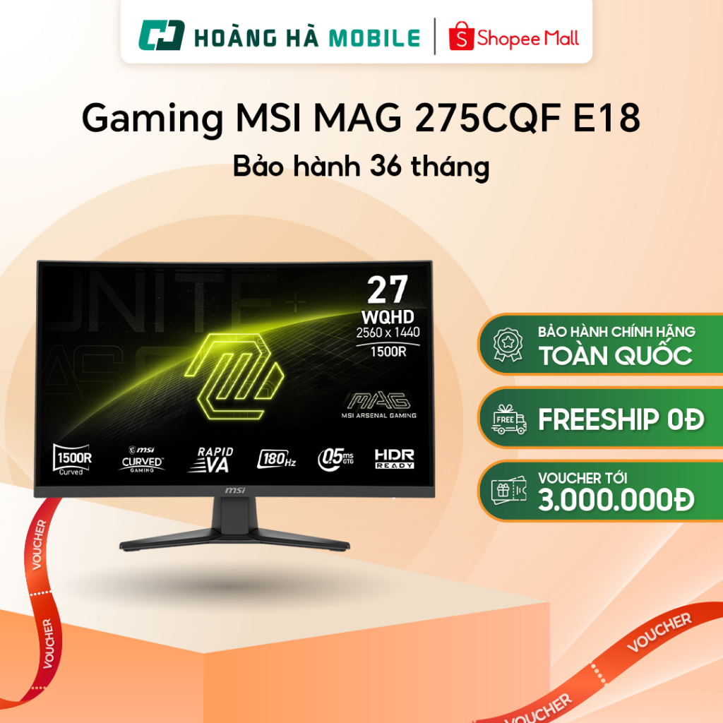 Màn hình Gaming MSI MAG 275CQF E18 27 inch bảo hành chính hãng 36 tháng
