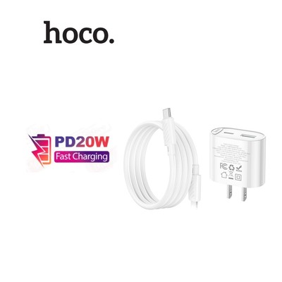 Bộ sạc nhanh Hoco C109  Typec to IP PD20W dùng cho ip14 trở xuống, củ sạc gồm 2 cổng sạc USB và Type-C, dài 1m,chân dẹt