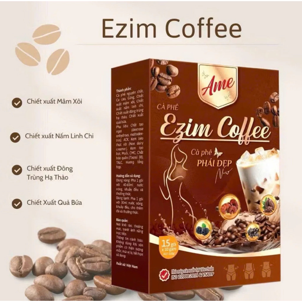 EZIM COFFEE - Cà Phê Giảm Cân, Đẹp Da, Tốt Cho Hệ Tiêu Hóa hộp 15 gói