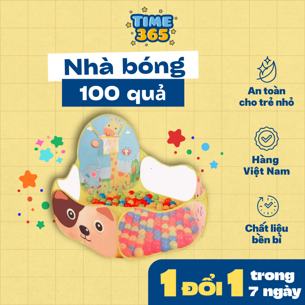 Nhà lều bóng TẶNG kèm 100 bóng nhựa cho bé - Lều chơi tự bung gấp gọn, tặng 100 bóng nhựa 5cm