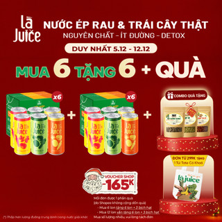  Mua 6 Lon Tặng 6 Lon + Combo 3 Hạt - Nước Ép Rau & Trái Cây Thật Là Juice Detox Ít Đường Healthy 