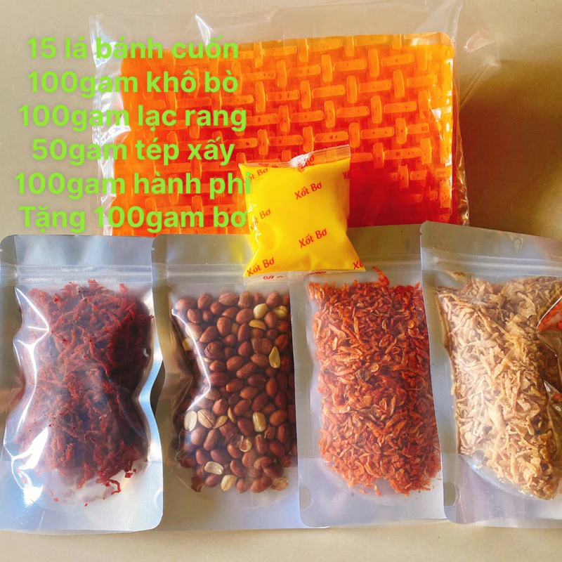 Sét bánh tráng cuốn 15 lá cùng nguyên liệu tặng khách 100gam bơ trứng gà