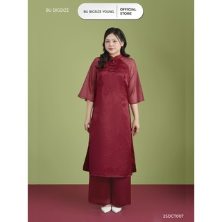  Set áo dài gấm tay loe BIGSIZE  55kg đến 95kg  - 25DCT007 -  BU Bigsize  