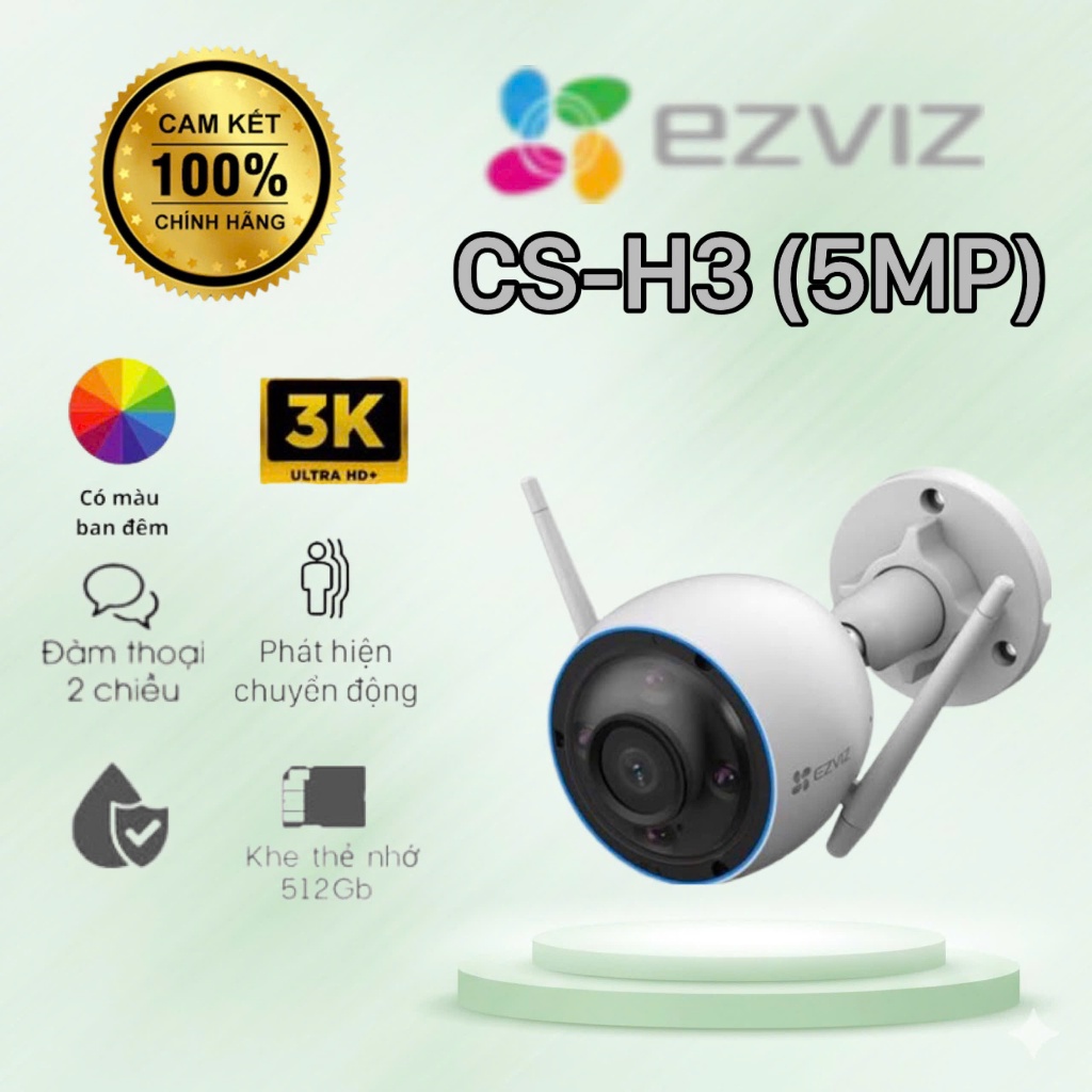 Camera Wi-Fi EZVIZ H3 3K nhà thông minh, CỐ ĐỊNH