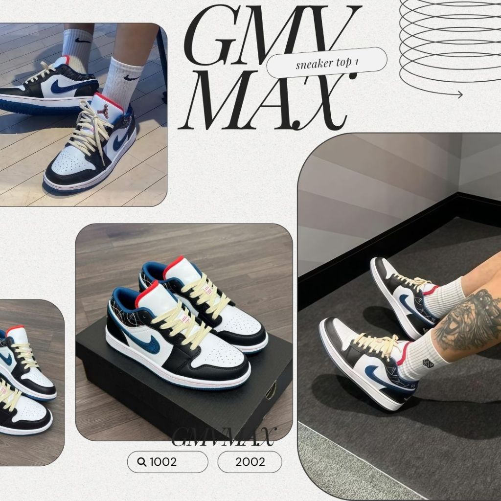Giày Sneaker Cổ Thấp Nam Nữ, Giày _JD Sashiko (TĂNG 1 SIZE)  Full Box Bill || JA Xanh Đen