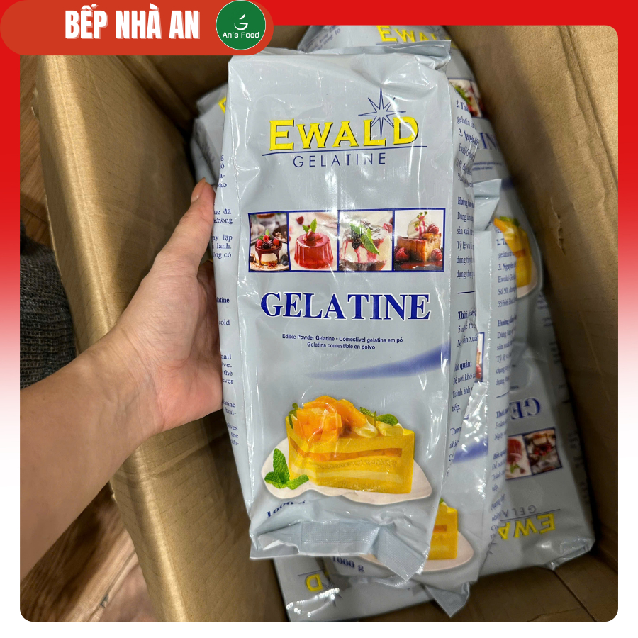(Tách lẻ) 500g Bột Gelatin Ewald Đức làm kẹo chip chip, chè khúc bạch, pannacotta
