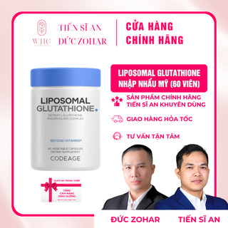  Viên uống trắng da Codeage Liposomal Glutathione  500mg 1000mg  USA chính ngạch 60v dùng 1-2 tháng 
