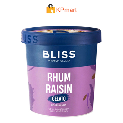 Kem rum nho Bliss Premium Gelato Rhum Raisin 473ML