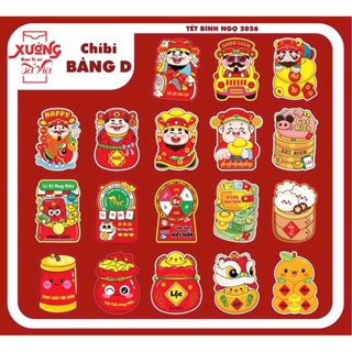  Combo 100 Bao Lì Xì 2026 Chibi Loại Dày Phản Quang Tết 2026 Chipi Cực Cute 