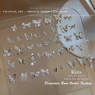 Charm bướm bạc mini cao cấp đính móng- giá 1 charm CC17
