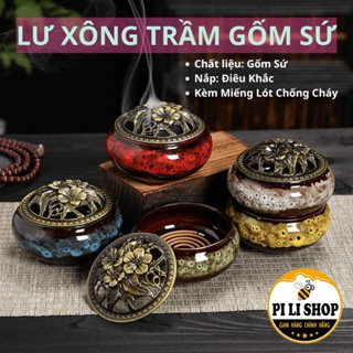Lư Đốt Trầm Hương Gốm Sứ Tinh Xảo, Lư Xông Trầm Phong Thủy Đẹp Kèm Lót Chống Cháy