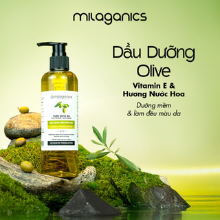  Dầu oliu ép lạnh MILAGANICS hỗ trợ dưỡng ẩm da body và dưỡng mềm tóc dầu olive extra virgin 250ml 