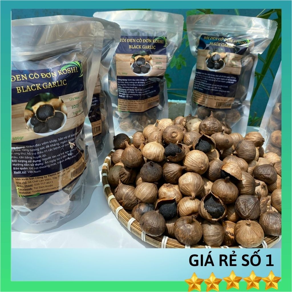 Tỏi đen cô đơn Việt Nam loại 1 500gram, vị ngọt, dẻo, miễn ship, lên men tự nhiên 60 ngày tốt cho sứ