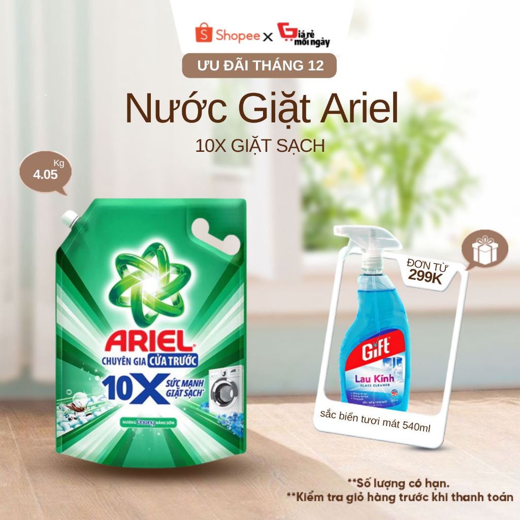 NƯỚC GIẶT ARIEL CỬA TRÊN 10X GIẶT SẠCH 4.05KG