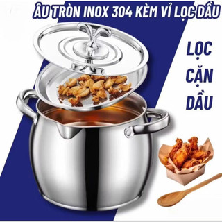 Hũ đựng mỡ inox 304 dày dặn kèm vỉ lọc dầu + thìa