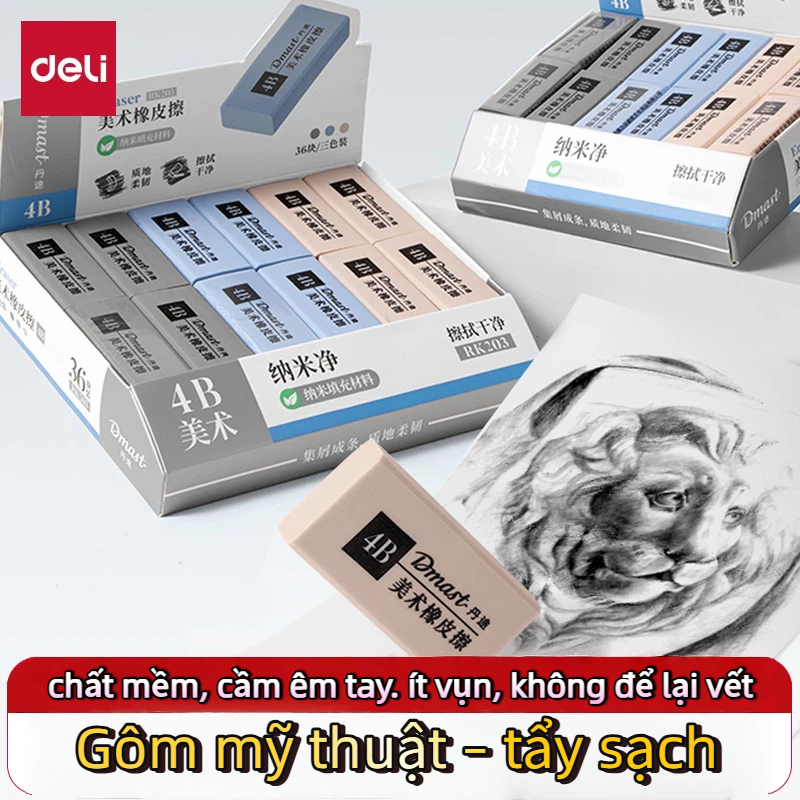 Gôm Tẩy 4B Deli Dmast – Tẩy Mềm Cao Cấp, Ít Vụn, Không Rách Giấy, Cho Học Sinh Sinh Viên