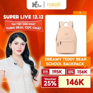   Võ Hà Linh x NATOLI  Balo nữ thời trang gấu bông NATOLI cute hàn quốc đi học nhiều ngăn Dreamy Teddy Bear School B16 
