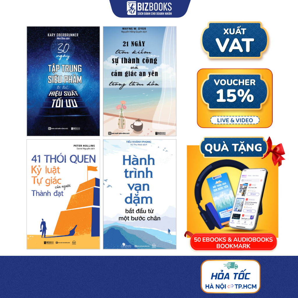 Bộ Sách Hành Trình Vạn Dặm, 41 Thói Quen Kỷ Luật Tự Giác, 30 Ngày Tập Trung Siêu Phàm, 21 Ngày Tìm K