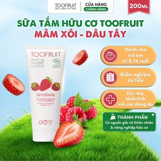 Sữa tắm hữu cơ cho bé 3-14 tuổi Toofruit mâm xôi - dâu 200ml