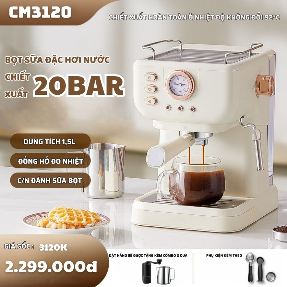 Máy Pha Cà Phê Espresso CM3120 Tự Động Cao Cấp Tạo Bọt Sữa Pha Cappuccino Cho Văn Phòng Gia Đình | BigBuy360 - bigbuy360.vn