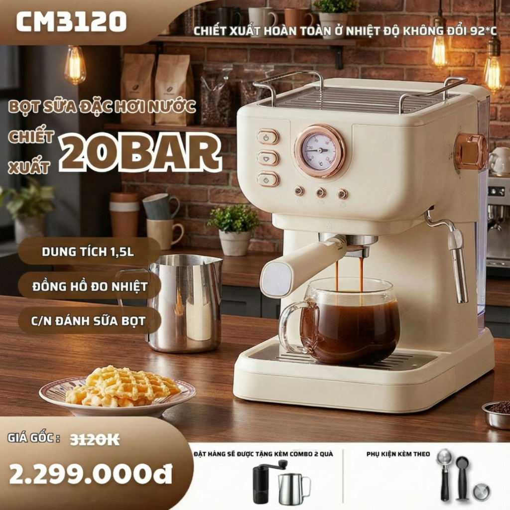 Máy Pha Cà Phê Espresso CM3120 Tự Động Cao Cấp Tạo Bọt Sữa Pha Cappuccino Cho Văn Phòng Gia Đình | BigBuy360 - bigbuy360.vn