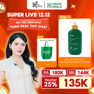   Võ Hà Linh x Cỏ Cây Hoa Lá  Dầu Gội Thảo Dược Cỏ Cây Hoa Lá Hà Thủ Ô 2in1 420g Tặng Kèm Túi Vải 