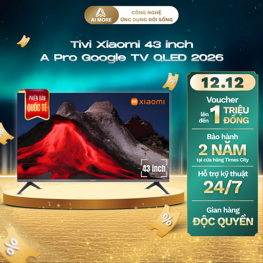 (Bản Quốc Tế - 2026) Tivi Xiaomi 43 inch 4K Ultra HD A Pro Google TV QLED 2026