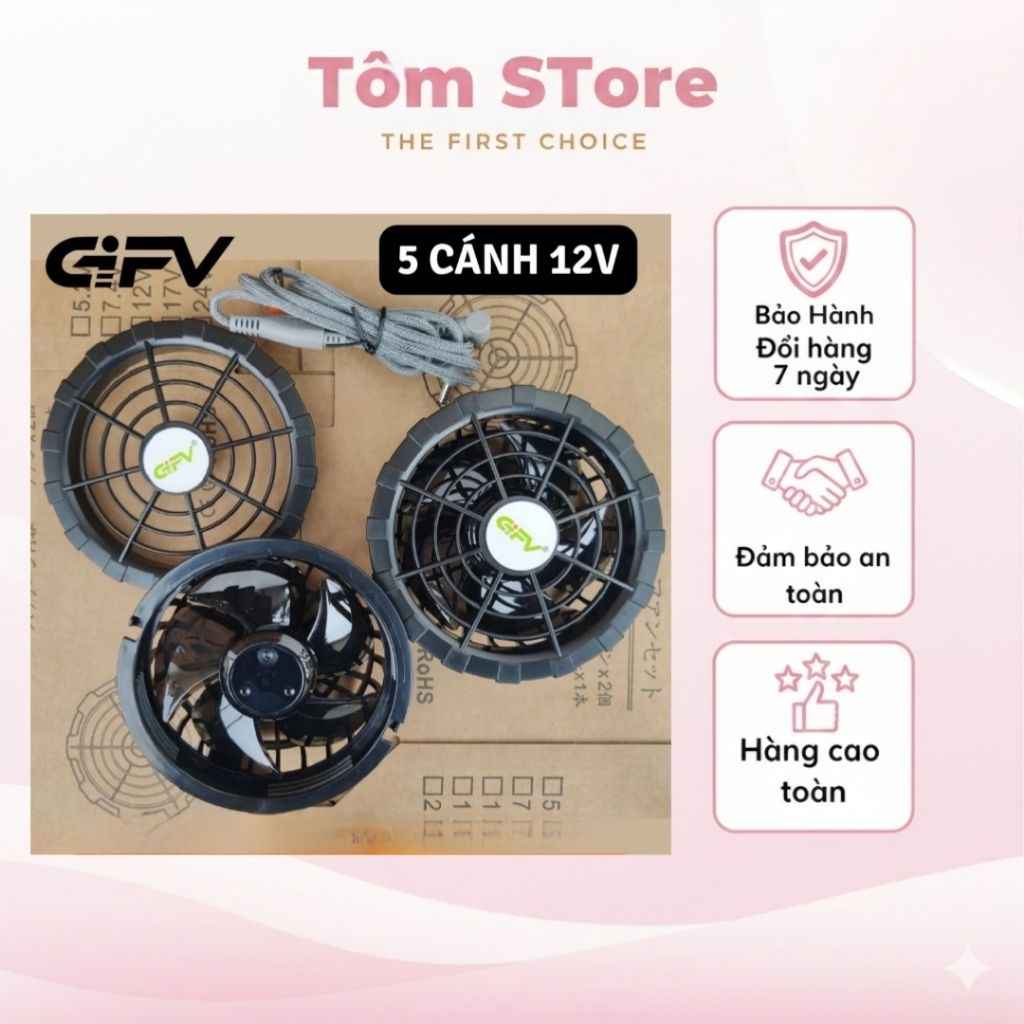 Quạt dời lắp áo điều hoà Mạnh 12v GIFV 5 CÁNH new - Quạt Áo Điều Hoà 12V Không Chổi Than