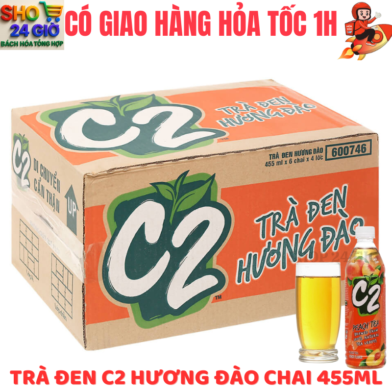 Trà Đen C2 Đào Thùng 24 Chai 455 Ml