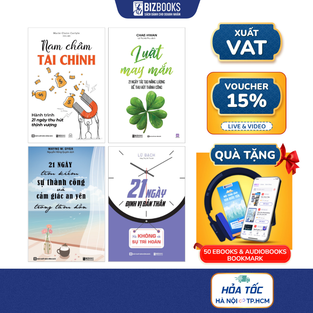 Bộ Sách 21 Ngày Thay Đối Bản Thân: 21 Ngày Định Vị Bản Thân, Luật May Mắn,21 Ngày Tìm Kiếm Thành Côn